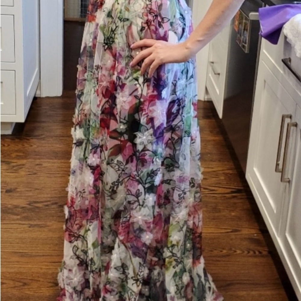 Marchesa Notte Vibrant Floral Evening Gown